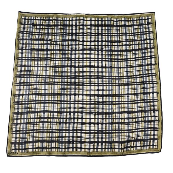 Vintage Vara Blue Green White Plaid Polyester Square Scarf Japan 21.5 x 21.5 - Picture 1 of 8